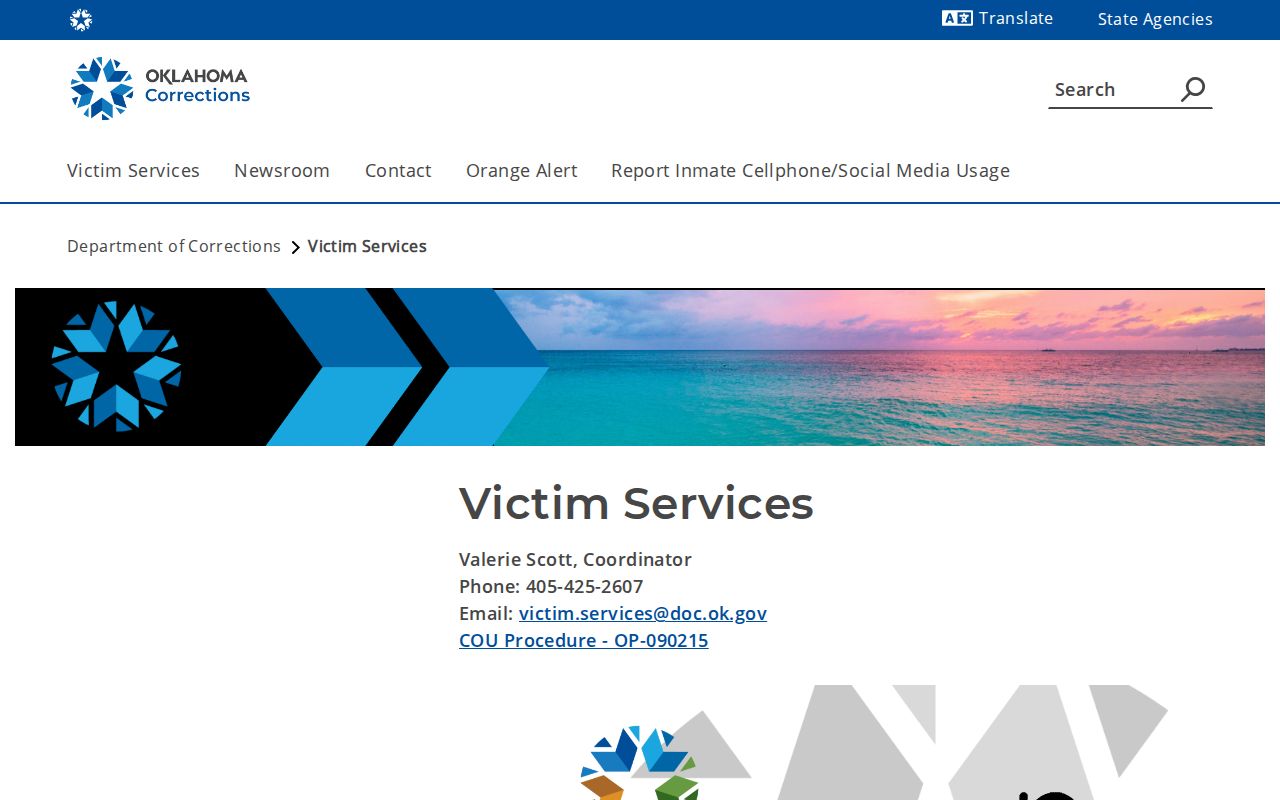 ODOC Victim Services source for Payne County VINELink release notifications